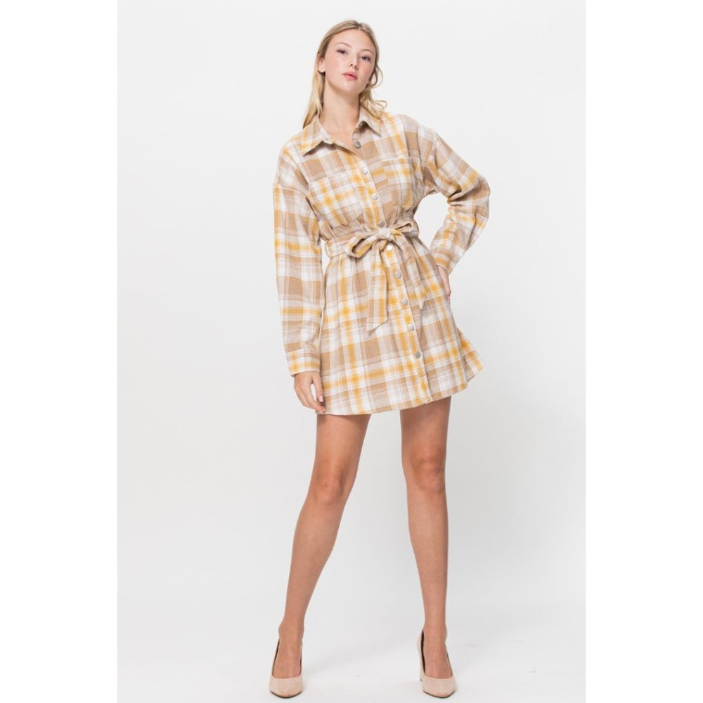 Mustard Flannel Mini Dress